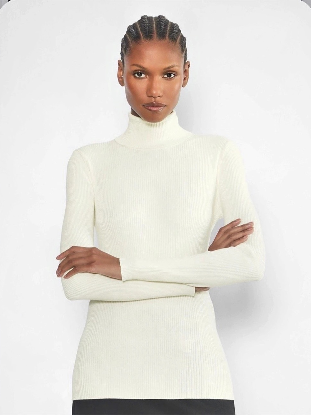 Babaton ribbed turtleneck sweater in White/cream Size Small